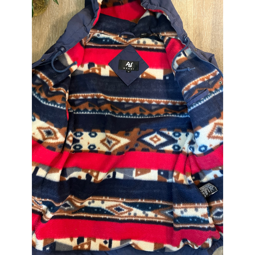 Women's AJ Sport Navy Hooded Jacket with Aztec Fleece Lining M - Picture 6 of 11